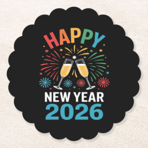 Gelukkig Nieuwjaar 2026 Feest Grappige Oud en Nieu Kartonnen Onderzetters