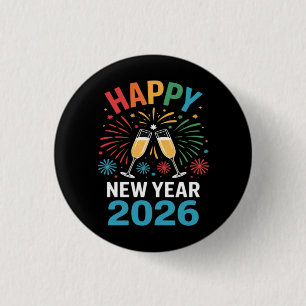 Gelukkig Nieuwjaar 2026 Feest Grappige Oud en Nieu Ronde Button 3,2 Cm