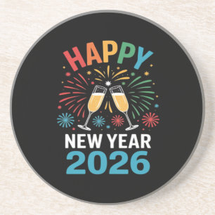 Gelukkig Nieuwjaar 2026 Feest Grappige Oudejaarsav Zandsteen Onderzetter