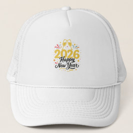 Gelukkig Nieuwjaar 2026 Feest Trucker Hoed Pet