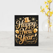 Gelukkig Nieuwjaar 2026 Feestballonnen, Vuurwerk E Kaart (Gele Bloem)