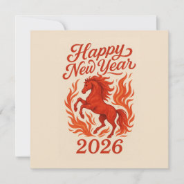 Gelukkig Nieuwjaar 2026 Fiery Horse Feestdagenkaart