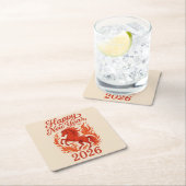 Gelukkig Nieuwjaar 2026 Fiery Horse Kartonnen Onderzetters (Insitu)