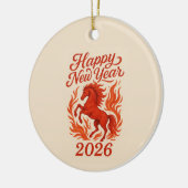 Gelukkig Nieuwjaar 2026 Fiery Horse Keramisch Ornament (Links)