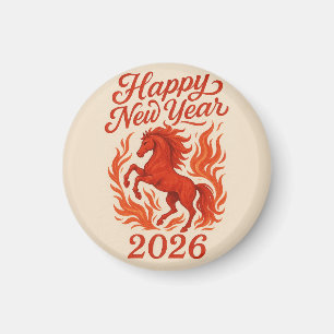 Gelukkig Nieuwjaar 2026 Fiery Horse Magneet