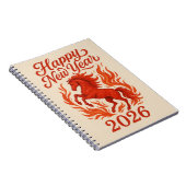 Gelukkig Nieuwjaar 2026 Fiery Horse Notitieboek (Rechterzijde)