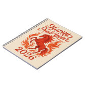 Gelukkig Nieuwjaar 2026 Fiery Horse Notitieboek (Linkerzijde)