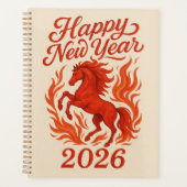 Gelukkig Nieuwjaar 2026 Fiery Horse Planner (Voorkant)