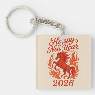 Gelukkig Nieuwjaar 2026 Fiery Horse Sleutelhanger