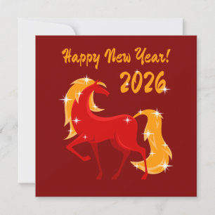Gelukkig Nieuwjaar 2026 Fire Horse Chinese Zodiac Kaart