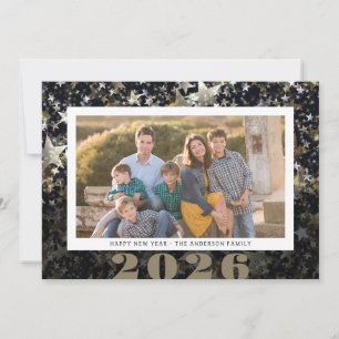 Gelukkig Nieuwjaar 2026 Foto Ster Confetti Feestdagenkaart