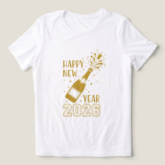 Gelukkig Nieuwjaar 2026 Glitter T-shirt voor Vrouw
