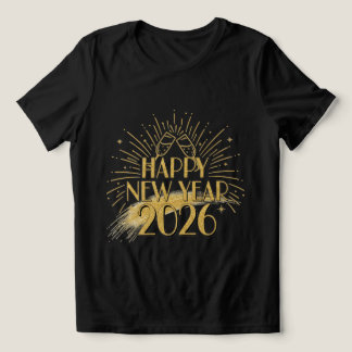 Gelukkig Nieuwjaar 2026 Glitter T-shirt voor Vrouw