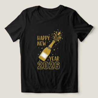 Gelukkig Nieuwjaar 2026 Glitter T-shirt voor Vrouw