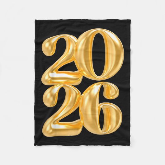 Gelukkig Nieuwjaar 2026 Gold Confetti Balloon Part Fleece Deken (Voorkant)