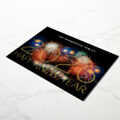 GELUKKIG NIEUWJAAR 2026 GOLD FIREWORKS FOTO TERUG FOLIE FEESTDAGENKAART (Gedraaid)