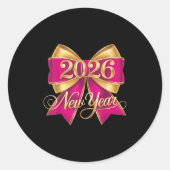 Gelukkig Nieuwjaar 2026 Gold Party Eve Family Xmas Ronde Sticker (Voorkant)