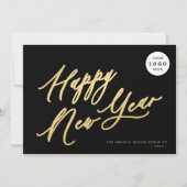 Gelukkig Nieuwjaar 2026 Gold Script Business LOGO Feestdagenkaart (Voorkant)