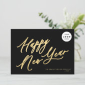 Gelukkig Nieuwjaar 2026 Gold Script Business LOGO Feestdagenkaart (Staand voorkant)