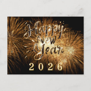 Gelukkig nieuwjaar 2026 gouden details vuurwerk li briefkaart