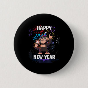 Gelukkig Nieuwjaar 2026 Grappige Kinderen Bigfoot  Ronde Button 5,7 Cm