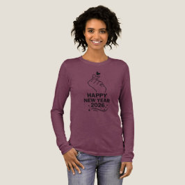 Gelukkig Nieuwjaar 2026 Hand Hart Lange Mouwen T- Tri-Blend Shirt