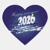 Gelukkig nieuwjaar 2026 hart sticker (Voorkant)