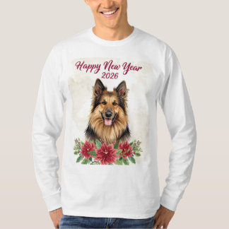 Gelukkig Nieuwjaar 2026 Hond T-shirt met Lange Mou