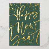 GELUKKIG NIEUWJAAR 2026 IN HANDGESCHREVEN GOUD FOLIE FEESTDAGENKAART (Voorkant)