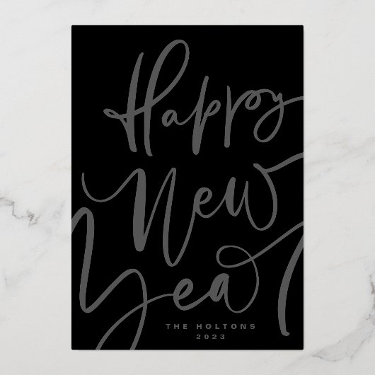 GELUKKIG NIEUWJAAR 2026 IN HANDGESCHREVEN GOUD FOLIE FEESTDAGENKAART (Achterkant)