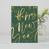 GELUKKIG NIEUWJAAR 2026 IN HANDGESCHREVEN GOUD FOLIE FEESTDAGENKAART (Staand Voorkant)