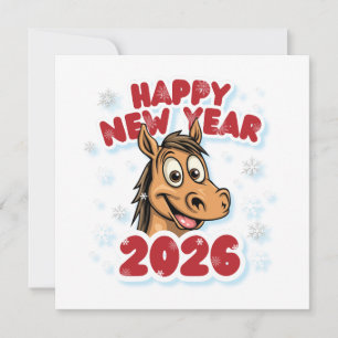 Gelukkig Nieuwjaar 2026: Jaar van het Paard Mascot Kaart