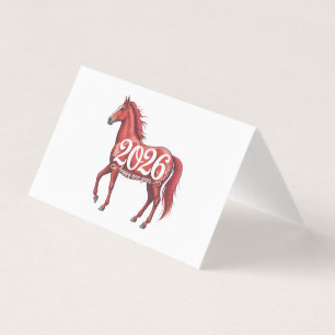 Gelukkig Nieuwjaar 2026 Kaart Red Horse Illustrati