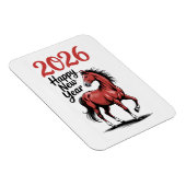 Gelukkig Nieuwjaar 2026 Kaart Red Horse Illustrati Magneet (Rechterzijde)