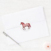 Gelukkig Nieuwjaar 2026 Kaart Red Horse Illustrati Ronde Sticker (Envelop)
