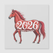 Gelukkig Nieuwjaar 2026 Kaart Rode Paard Illustrat (Voorkant)