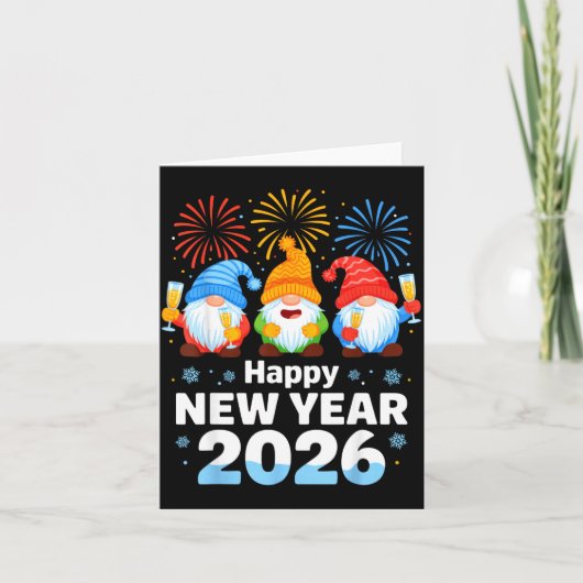Gelukkig Nieuwjaar 2026 Kabouter Met Vuurwerk En C Kaart (Voorkant)