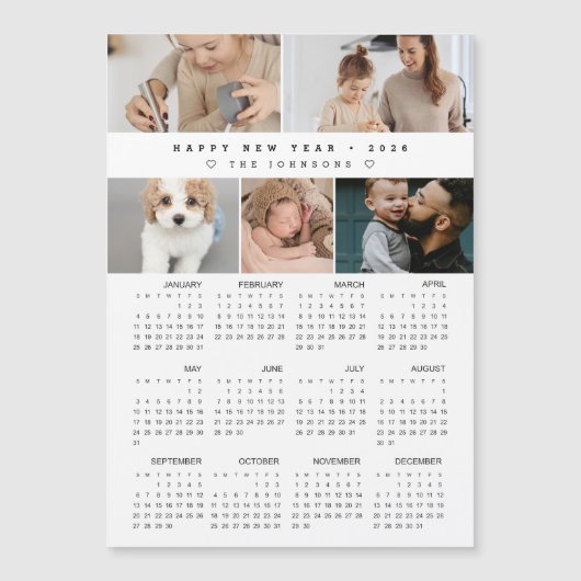 Gelukkig Nieuwjaar 2026 Kalender Fotocollage (Voorkant)