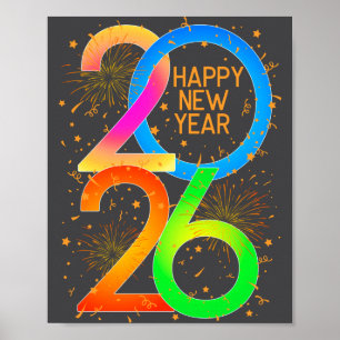Gelukkig Nieuwjaar 2026 Kleur P Oud en Nieuw Manne Poster