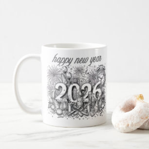 gelukkig nieuwjaar 2026 koffiemok