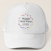 Gelukkig Nieuwjaar 2026 Leuk Kleurrijk Confetti Trucker Pet (Voorkant)