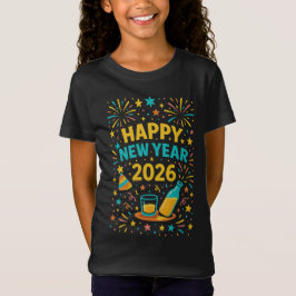 Gelukkig Nieuwjaar 2026 Leuk kleurrijk vuurwerk T-shirt