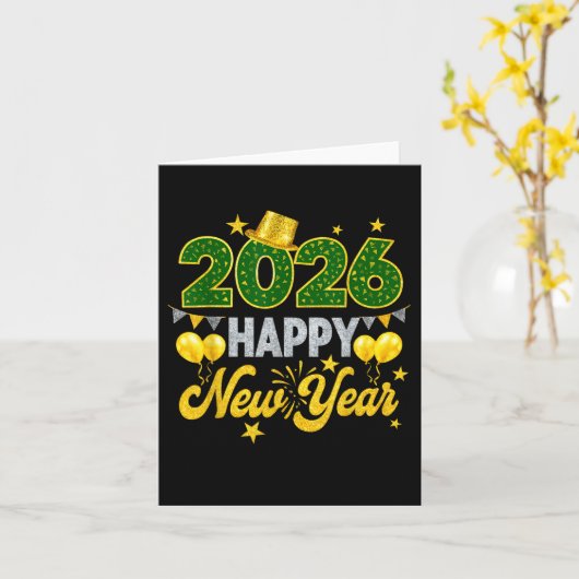 Gelukkig Nieuwjaar 2026 Matching Family Kaart (Gele Bloem)