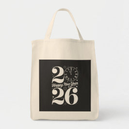 Gelukkig Nieuwjaar 2026 Middernacht Klok Aftellen Tote Bag