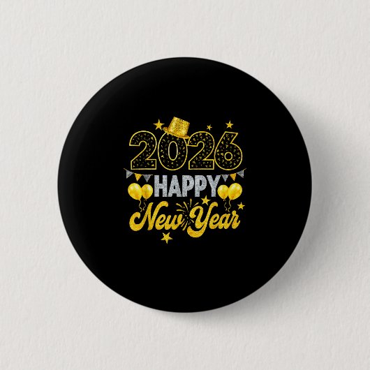 Gelukkig Nieuwjaar 2026 Nieuwjaarsfeest Ronde Button 5,7 Cm (Voorkant)