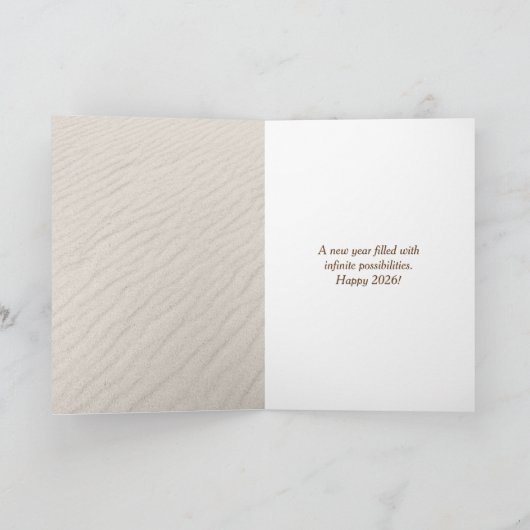 Gelukkig nieuwjaar 2026 Ocean Beach Feestdagen Kaart (Binnen)