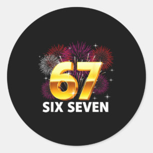 Gelukkig Nieuwjaar 2026 Oud en Nieuw Feest 67 Zes Ronde Sticker