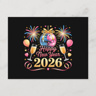 Gelukkig Nieuwjaar 2026 Oud en Nieuw Tellen Countd Informatiekaartje