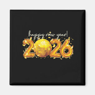 Gelukkig Nieuwjaar 2026 Retro Bal Viering Magneet
