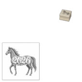 Gelukkig Nieuwjaar 2026 Rode Paard Illustratie Rubberstempel (Gestempeld)